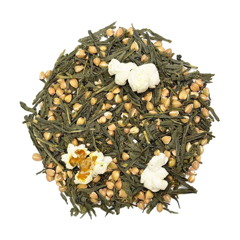 Thé vert bio Kyoto Roast en vrac, mélange japonais au sarrasin grillé, infusion naturelle sans arômes, Keia Tea Suisse.